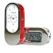 Ani-Digi Travel Alarm Clock, White Dial, Red Leather