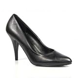 VANITY 420 4 Classic Pump, Black Leather-Size 7 by Pleaser