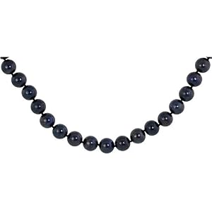 7.5mm Black Pearl 18 Necklace w  14K Gold Lock by Gabriella Gold