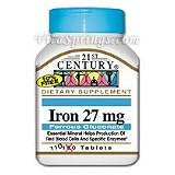 Iron 27 mg ( Ferrous Gluconate ) 110 Tablets, 21st Century