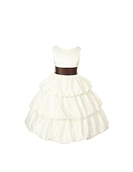 Girls  Polyester/Satin Tea Length  Dress With a Bow(s) and a Sash 
