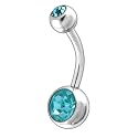 Bauchnabel-Piercing Titan aquamarin Stab 8 - 12 mm