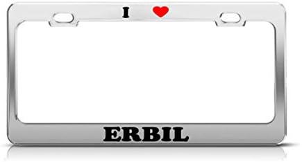 I HEART ERBIL Iraq Metal Auto License Plate Frame Tag Holder