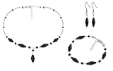 Black and Clear Swarovski Crystal Sterling Silver Bracelet Earrings 16' 18' 20' 22' 24' Necklace Jewelry Set