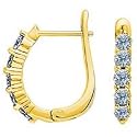 1/2 Carat I/SI3 Round Certified Diamond Hoop Earrings in 18ct Solid Yellow Gold