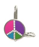 Trendy Alexx Inc Pink Purple Green and Blue Peace Sign with Crystal Accents Key Clip/Finder Key Chain for Purse