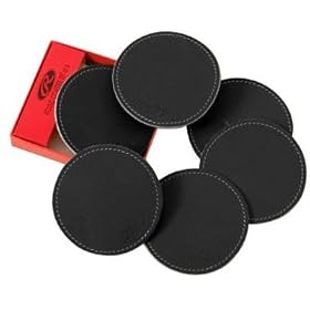 Rawlings Accessories Leather Round Coasters Set Business Accessories