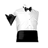 HDE Poly Satin Bow Tie, Cummerbund & Pocket Square Solid Color Set