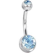Aquamarine DOUBLE GEM Belly Button Ring