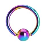 16 Gauge 5/16 Rainbow Anodized Titanium Ball Captive Ring