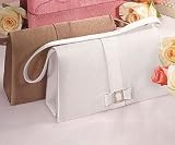 Crystal Buckle and Simple Bow Evening Bag - Bronze Satin