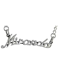 Sterling Silver MIRANDA Name Necklace 3/8 inch, 17 inches long