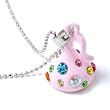 Adorable Pink Kiss Rhinestone Pendant Charm Necklace