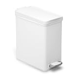 simplehuman CW1182 2-3/5-Gallon Profile Step Can, White and Stainless