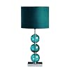 Premier Housewares Mistro Teal Table Lamp with 3 Glass Balls Chrome Base and Faux Suede Shade
