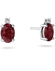 Genuine Ruby 14kt White Gold Stud Earrings