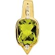 14K Yellow Gold Peridot and Diamond Pendant