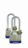 Brinks 182-42201-4 2-Pack 1.5 Steel Laminated Padlock with 2 Shackle, Keyed Alike