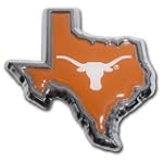 University of Texas Longhorns "Orange State Shape Longhorn" Color & Chrome Plated Premium Metal Car Truck Motorcycle NCAA College Emblem