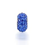 Bling Jewelry 925 Sterling Silver Electric Blue Swarovski Crystal Bead Charm