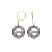 14K Yellow Gold Gray Silver Shell Pearl Earrings