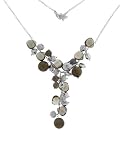 .925 Sterling Silver Designer Smoky Quartz and Beaded Bead Grape Cluster Necklace