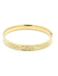 14K Yellow Gold 8mm Diamond Cut 2.5 Diameter Adjustable Bangle Bracelets
