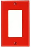 Leviton 80401-NR 1-Gang Decora/GFCI Device Decora Wallplate, Standard Size, Thermoplastic Nylon, Device Mount, Red