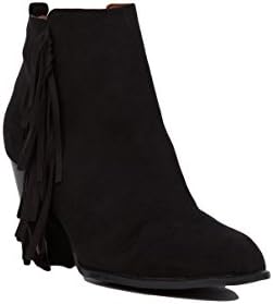 AKIRA Fringe Black Heeled Ankle Booties Size 9