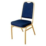 Bolero Squared Back Banqueting Chair Blue cloth, gold frame Pack of 4