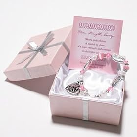 Gift Boxed Pink Ribbon Charm Bracelet