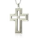Men's Stainless Steel Cross Diamond Pendant Necklace (GH, SI, 0.05 carat)