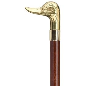Unisex Duck Solid Cast Brass Handle Cane Color: Walnut