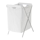 Folds Flat Laundry Bag with Stand, White Volume 70 Litre