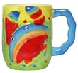 Ceramic Pottery Marine Life Crab Mugs 4.5"D Set / 2