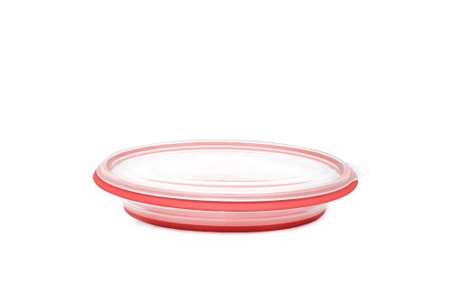 FoldTuk 4 Cup Oval Collapsible Bakeware and Storage Container, Red