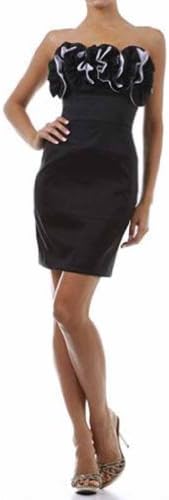 Luxury Divas Black Strapless Dress Contrast Ruffle Bust Size Large