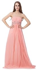 Strapless Sequined Crystal Chiffon Empire   Waistline Evening Dress  with a Brush/Sweep Train 