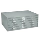Five-Drawer Steel Flat File, 40-3/8w x29-3/8d x 16-1/2h, Gray