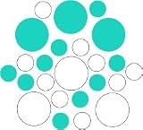 Set of 30 - White / Mint Green Circles Polka Dots Vinyl Wall Graphic Decals Stickers