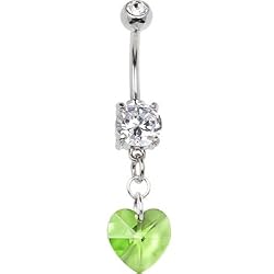 Austrian Crystal Heart August Birthstone Belly Ring