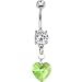 Austrian Crystal Heart August Birthstone Belly Ring