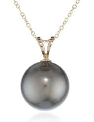 14k Yellow Gold 9.0-9.5mm Tahitian Cultured Pearl Pendant Necklace, 17"