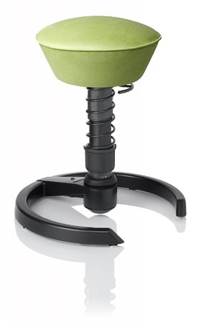 SWOPPER CLASSIC 3D-Aktiv-Bürostuhl Hocker Sitzpolster Normal, Farbe pistacchio, Fussring mit Filzgleiter, Feder MEDIUM, Basis Anthrazit, Federfarbe wie Basis (SWOP22F)