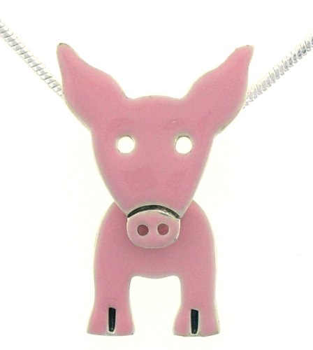 Pink Pig Sterling Silver Pendant Necklace
