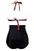 YaYa Bay Womens 50s Sexy Retro Halter Straps Layering Black Polka Red Floral Ruched High Waist Bikini Swimsuit