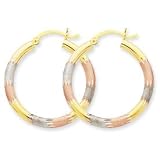 14k Tri-color Gold 3mm Diamond-cut Earrings