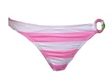Split Retro Surf Fit Bikini Bottom Pink and Green Stripes W/ring