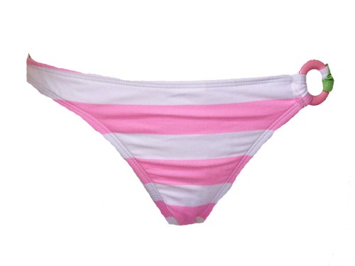 Split Retro Surf Fit Bikini Bottom Pink and Green Stripes W/ring