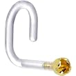 18 Gauge 1/4" Yellow Gold 1.5mm Genuine Citrine Bioplast Nose Ring
